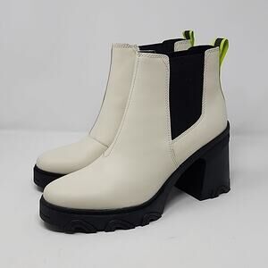 Sorel Women's Brex Heel Lug Chelsea Ivory Leather Women's  Boots Size 11
